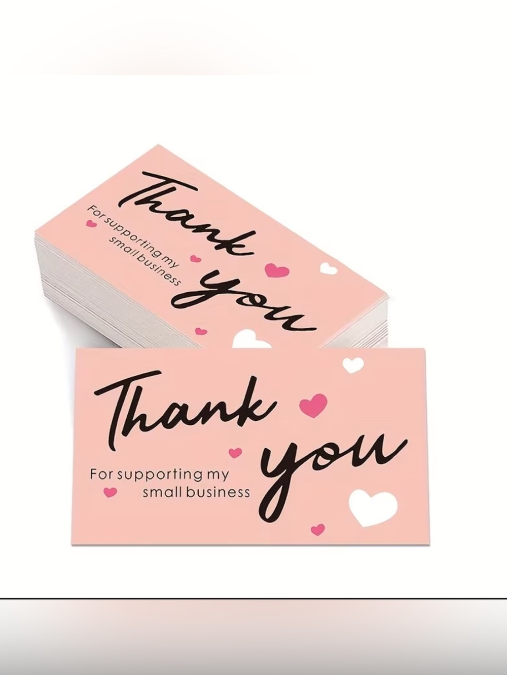💜 NWT Pink/White Hearts Small Business Thank You Cards (50 Cards)!!